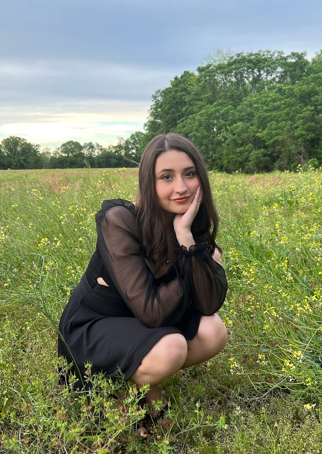 Woman in flower field.
