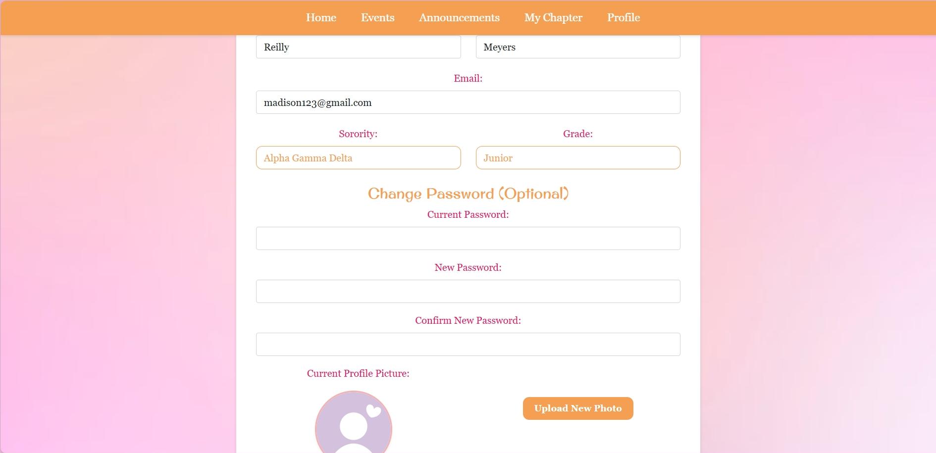 PanLove profile page