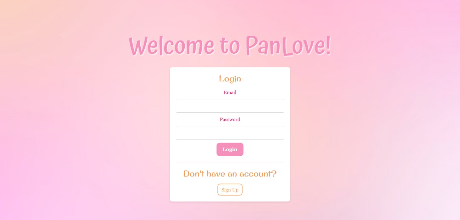 Final PanLove login screen